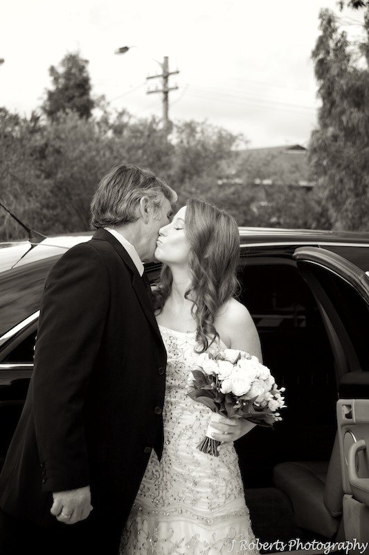 Bride kissing father - wedding photography sydney